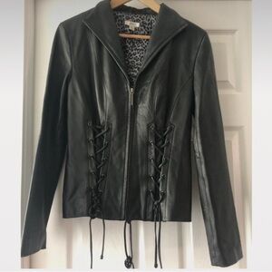 Y2K Vintage Cache Leather Jacket Corset Lace Ties